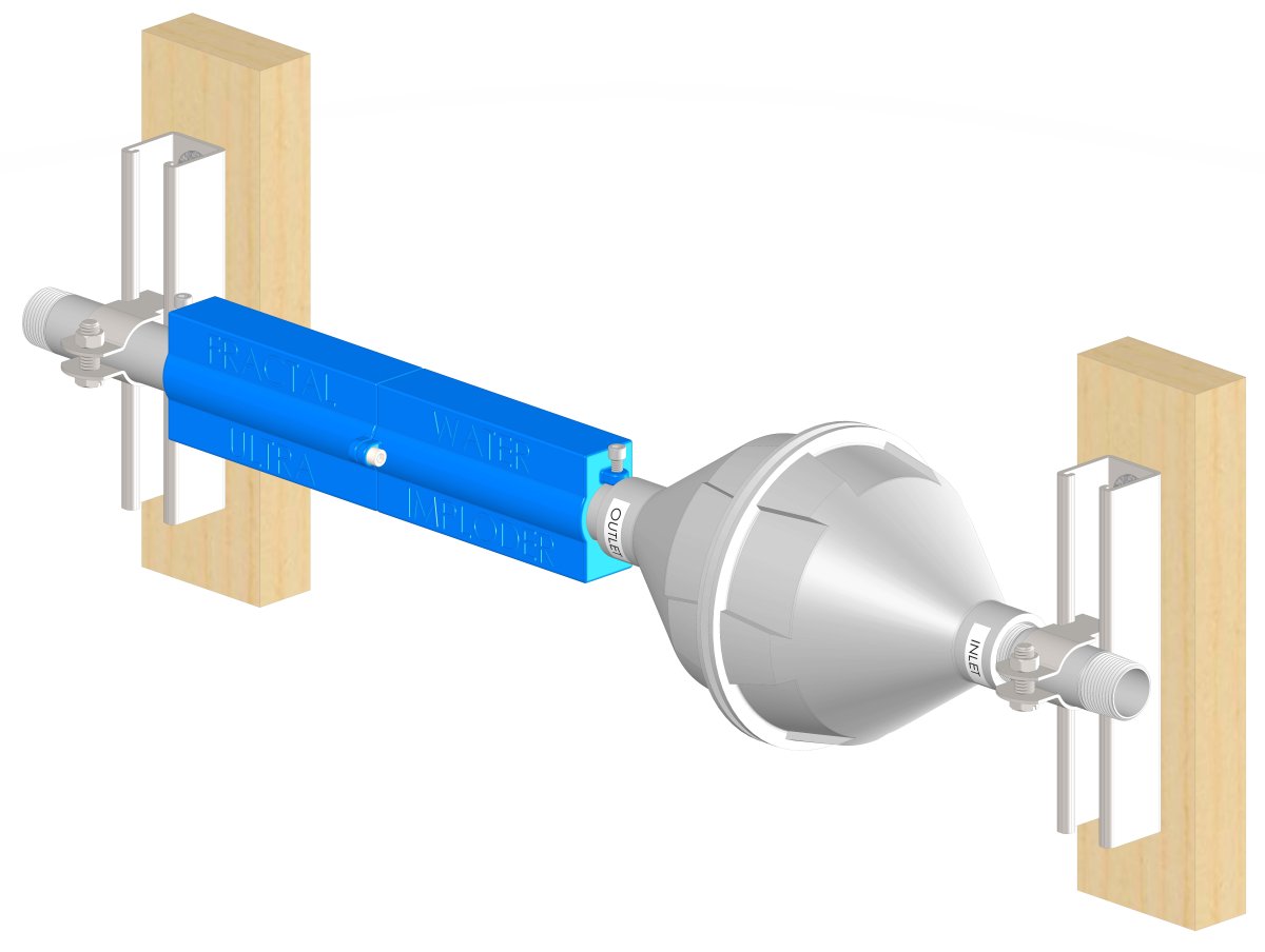 Fractal Water Ultra Imploder horizontal installation between wall studs